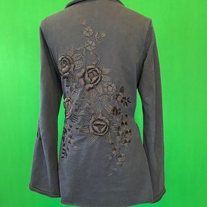Embroidered Wrap Cardigan